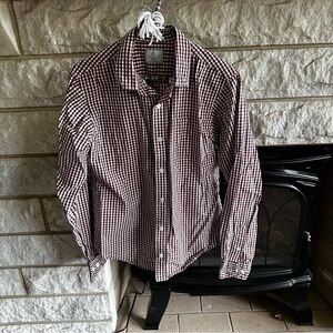 Class Club Boys Burgundy Checkered Button Down Shirt 18/20